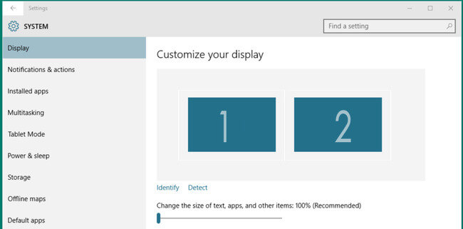 dual monitor display setting